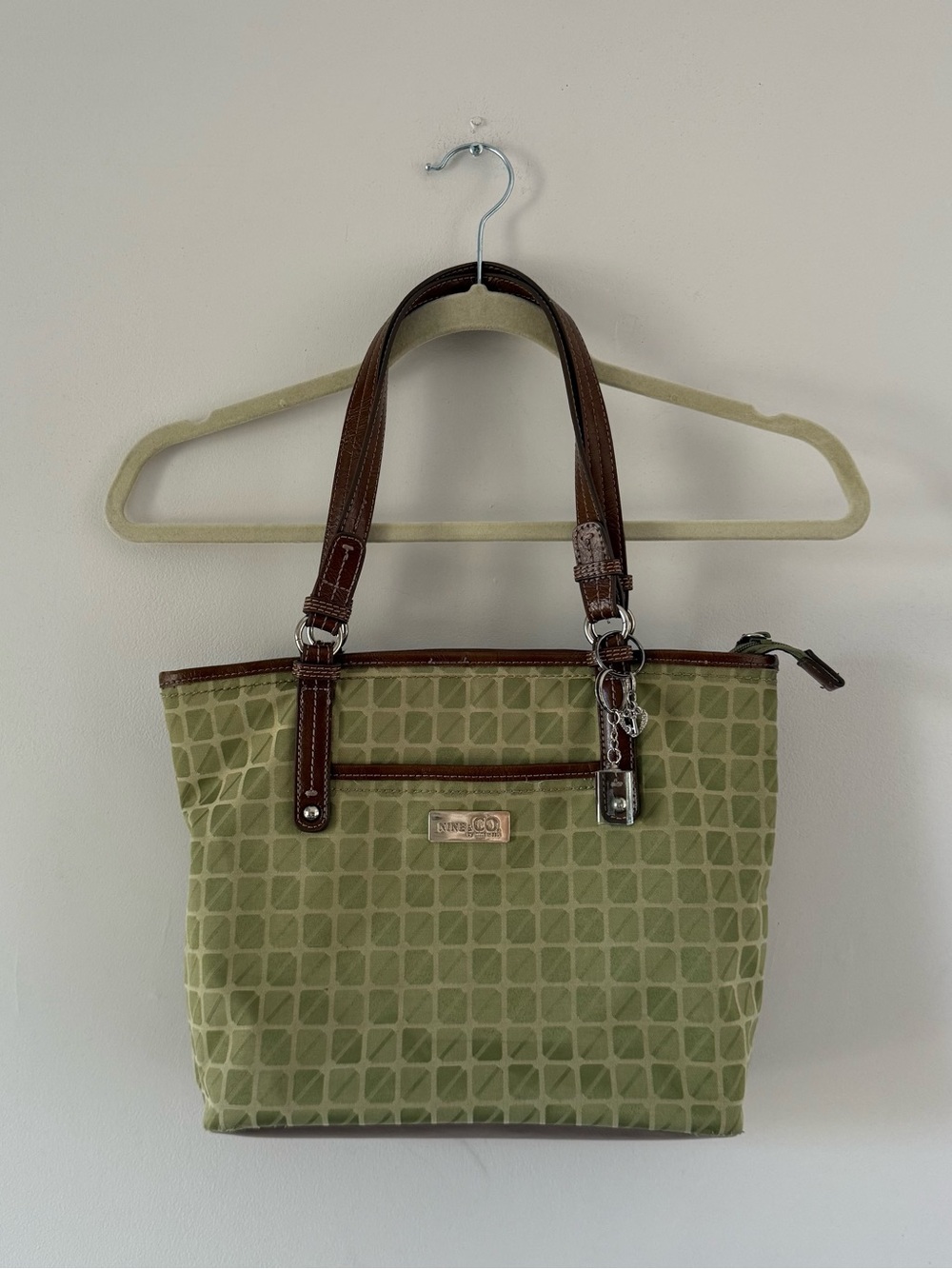 Y2K Nine & Co Green Geometric Tote Purse Shoulder Bag